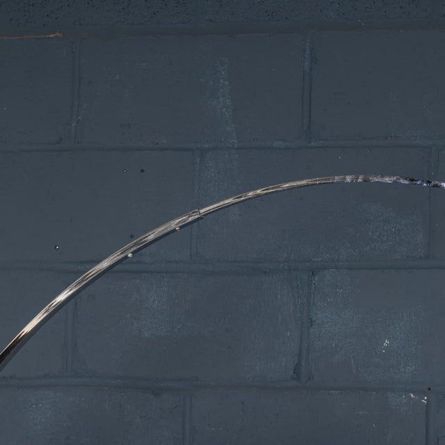1970s Vintage Italian Chrome Arc Floor Lamp with Opaline Shade, 1970s For Sale - Image 5 of 13