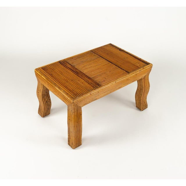 Mid-Century Coffee Table with Wavy Legs in Rattan attributed to Vivai del Sud, Italy, 1970s For Sale - Image 4 of 18