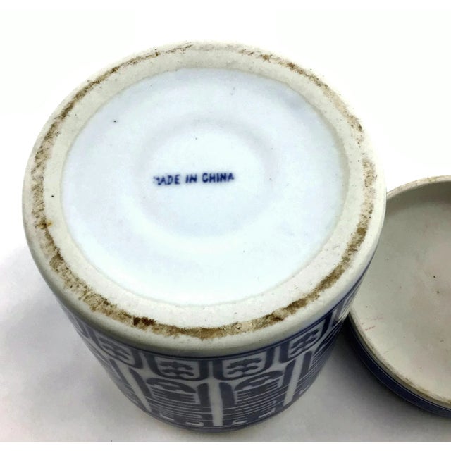 Blue 1970’s Chinese Porcelain Covered Tea Container For Sale - Image 8 of 9