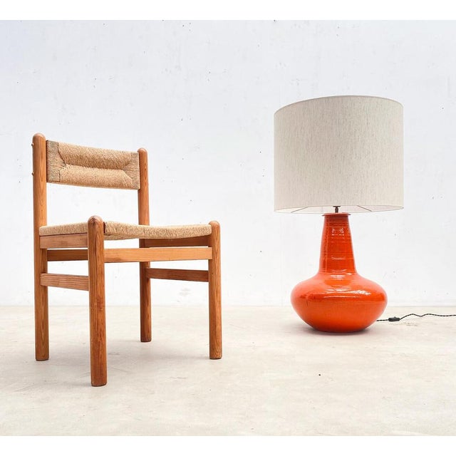Mid-Century Modern Red/orange ceramic table lamp, Belgium, 1960s. Up to 250V (Europe/UK Standard).The wiring of this item...