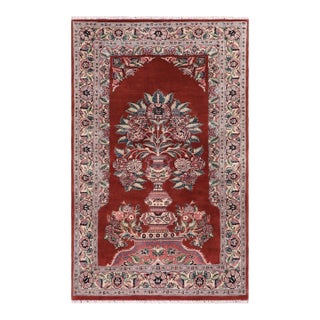 Shabby Chic 1990's Pak-Persian Rust/Beige Wool Rug - 3'1'' X 5'2'' For Sale