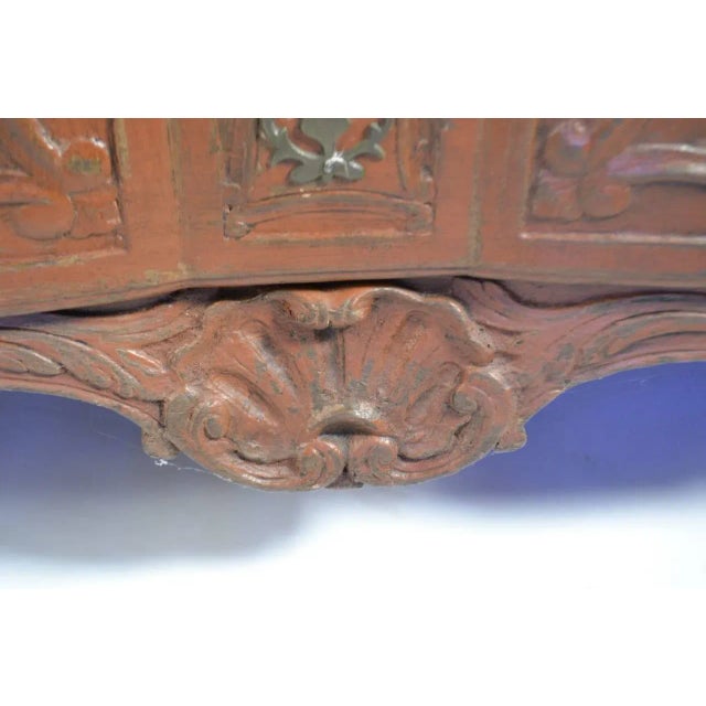 Louis XIV Regence Commode Painted Ox Blood Red For Sale In San Diego - Image 6 of 9