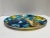 Fab colorful vintage 1960s-1970s flower motif round serving tray with bold blue flowers by Traymold CA.