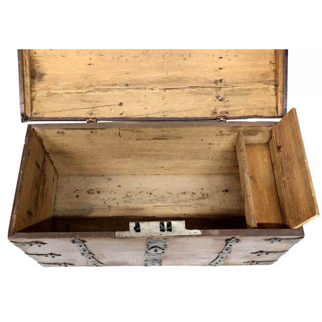 English Storage Chest English, Iron-Strapped, Oak, Dome-Topped, 1800s Antique Coffer For Sale - Image 3 of 4