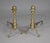 American pair of 18th Century brass andirons with many turnings on the column and beautiful spurred legs on ball feet.