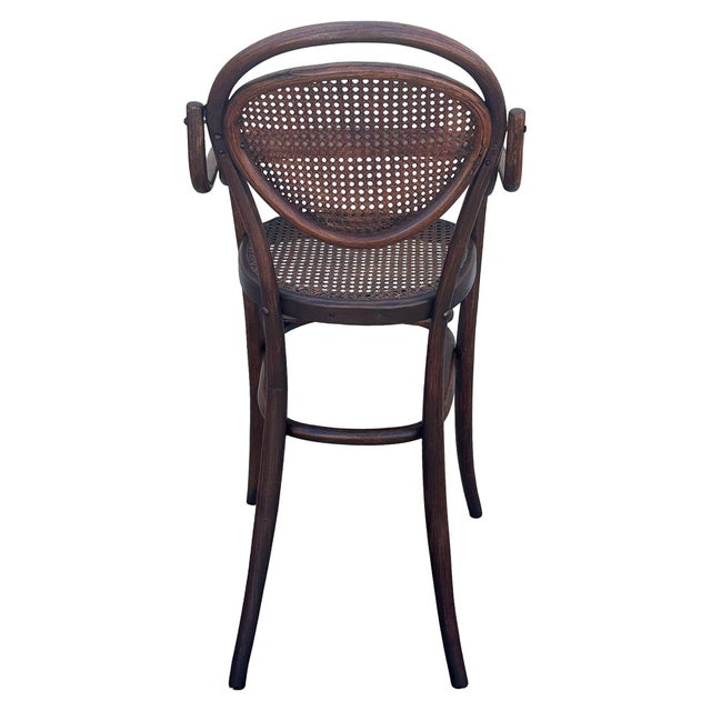 Late 19th Century Vienna Secession Bent Oak & Caine Children's High Chair Attributed to Gebrüder Thonet For Sale - Image 5 of 7