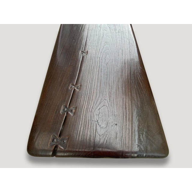 Andrianna Shamaris Midcentury Couture Espresso Stained Teak Wood Console Table For Sale - Image 17 of 18