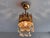 Vintage Small Brass & Emerald Green Crystal Crown Flush Mount – 1 Light For Sale - Image 6 of 18