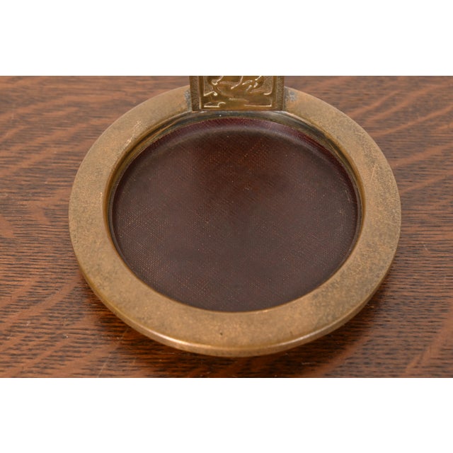 Metal Silver Crest Arts & Crafts Nautical Bronze Ashtray With Match Box Holder For Sale - Image 7 of 11