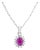 Oval Ruby Diamond Halo Necklace 14k White Gold 16" For Sale