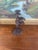 Metal Possibly 19th Century Ornate Cast Iron Double-Arm Candelabrum With Floral Bobeches and Scroll Base. For Sale - Image 7 of 9