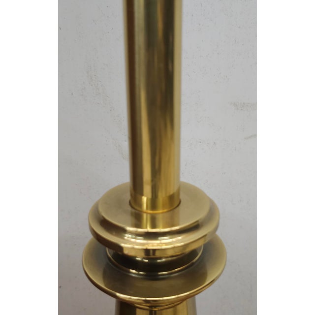 Stiffel Mid-Century Polished Solid Brass Colunm Table Lamp For Sale In Washington DC - Image 6 of 6