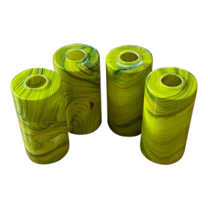 Late 20th Century Lemon Yellow Swirl Murano Style Art Glass Lamp Shades - Set of 4
