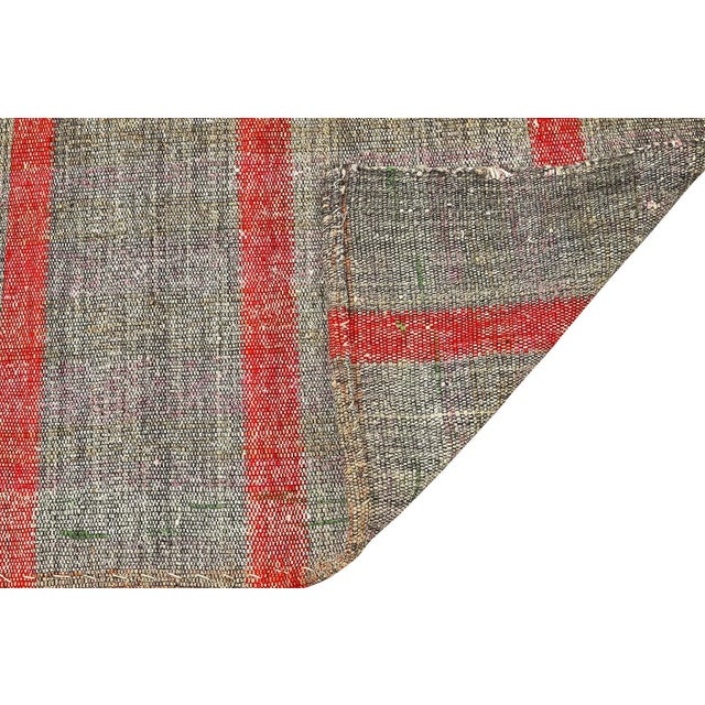 Mid 20th Century Mid 20th Century Red & Gray Vintage Kilim Rug For Sale - Image 5 of 7
