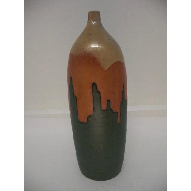 Vintage Studio Pottery Vase With Three-Color Glaze Design For Sale In Los Angeles - Image 6 of 14