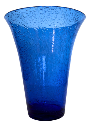 Large Mid-Century Modern French Hand-Blown Cobalt Blue Bubble Glass Vase from Biot, 1960s