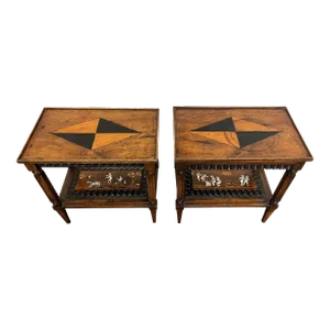 Italian Inlaid Side Tables - a Pair