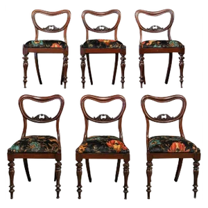 19th Century English Upholstered Chairs in Rosewood, Set of 6