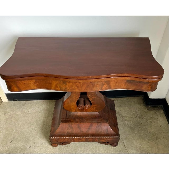 Chestnut Antique Entryway Foyer Hall Card Game Dining Table For Sale - Image 8 of 11