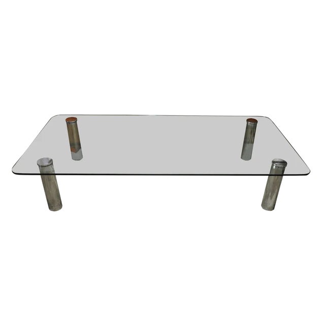 Large Glass and Chrome Coffee Table from Zanotta, 1960s For Sale