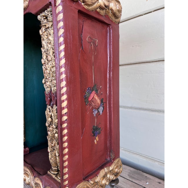 19th century, possibly Italian or Spanish Colonial polychrome and parcel-gilt tabernacle box or home altar. Featuring an...