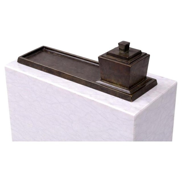 Black Swedish Art Deco Minimalist Bronze Inkwell with Tray from GAB, 1930s For Sale - Image 8 of 8