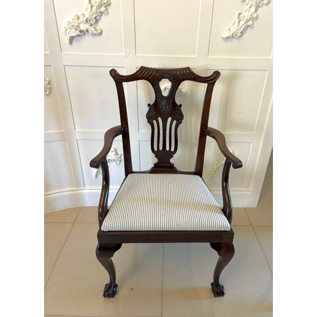 Antique Mid 19th Century Irish Carved Mahogany Dining Chairs with Carvers and Ball & Claw Feet, 1850s, Set of 10 For Sale - Image 4 of 18
