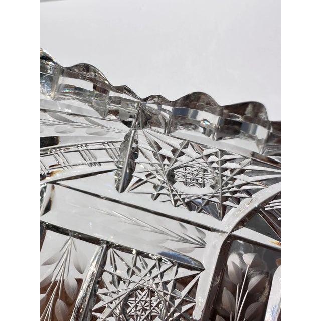 Transparent Early 20th Century American Brilliant Period Cut Crystal Celery Boat For Sale - Image 8 of 11