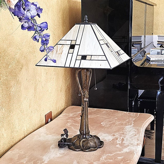 Mission-Style Tiffany Stained Glass Table Lamp by K L Lighting For Sale - Image 14 of 18