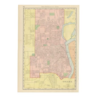 Antique Map of Omaha with Union Stock Yards from Rand McNally, 1899 For Sale