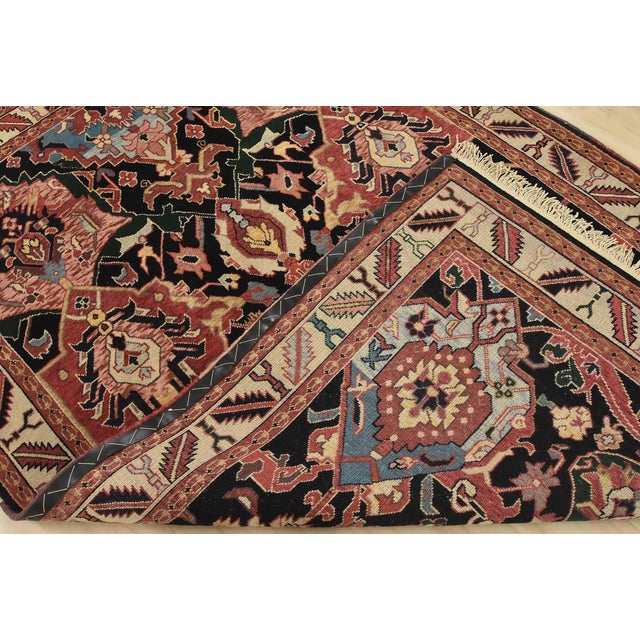 Heriz Rug 5’11” X 8’9” Black Wool Vintage Traditional Hand-Knotted Carpet For Sale - Image 14 of 15