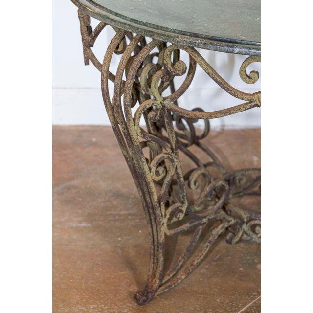 Mid 20th Century 20th Century French Iron Round Center Table With Verde Marble For Sale - Image 5 of 8