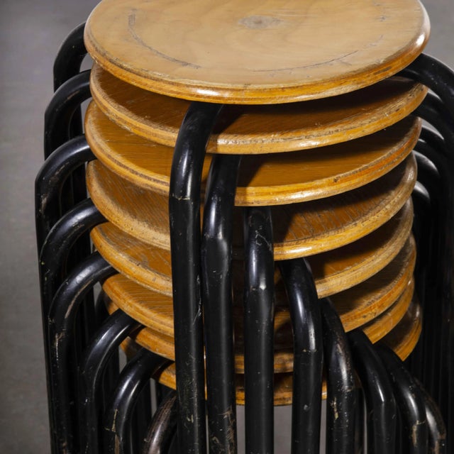 French Stacking School Stool, 1960s For Sale - Image 4 of 9