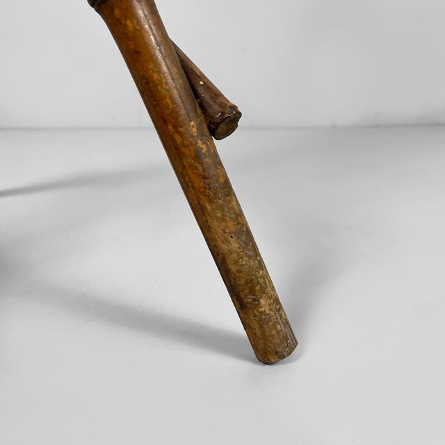 Italian Art Nouveau Style Pedestal in Brown Leather and Bamboo, 1930s For Sale - Image 17 of 18