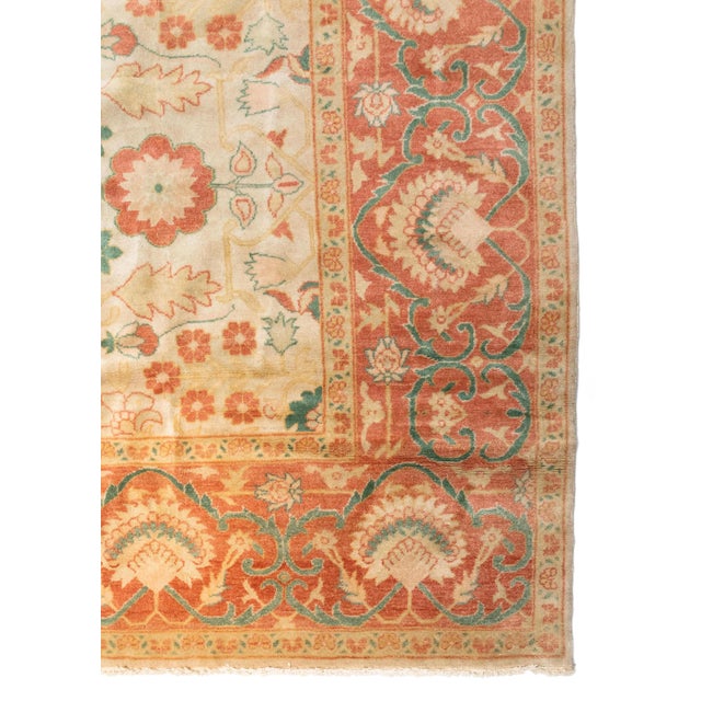 Spanish Late 20th Century Beige Ivory Green Rust Room Size Rug Persian Sultanabad Design For Sale - Image 3 of 5