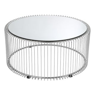 Round Coffee Table with Mirrored Top, 1990s For Sale