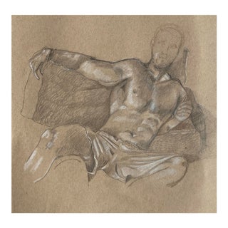 Ron Yrabedra Reclining Male Figure Drawing For Sale