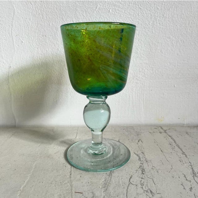 Glass Green Wine Glass, 1974 For Sale - Image 7 of 8