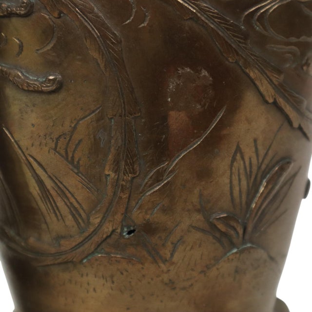 Japanese Meiji Bronze Phoenix Vases, 1890s, Set of 2 For Sale - Image 14 of 18