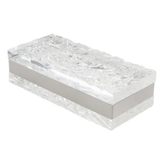 Willy Rizzo Style Chrome and Ice Effect Lucite Box, circa 1970 For Sale