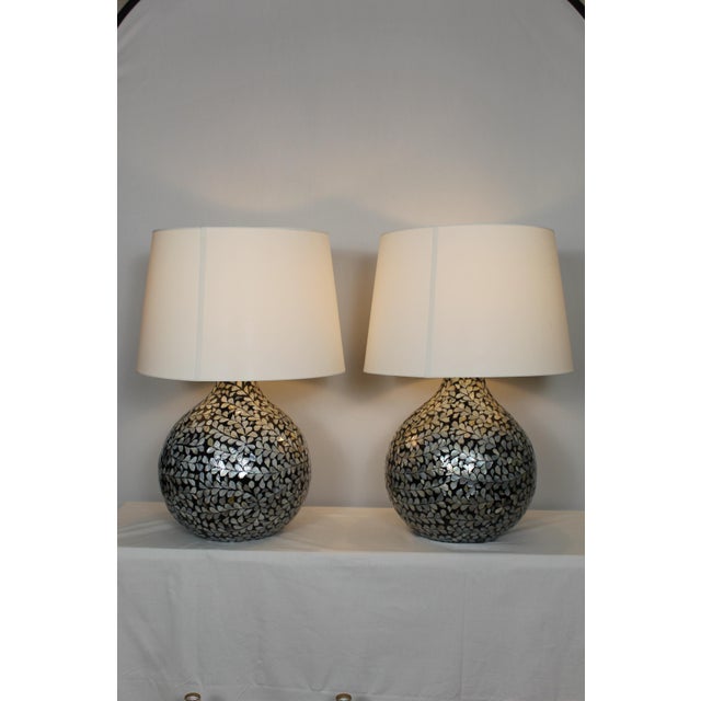 Mid 20th Century Moroccan Style Pearl Inlay Lamps - a Pair For Sale - Image 9 of 12