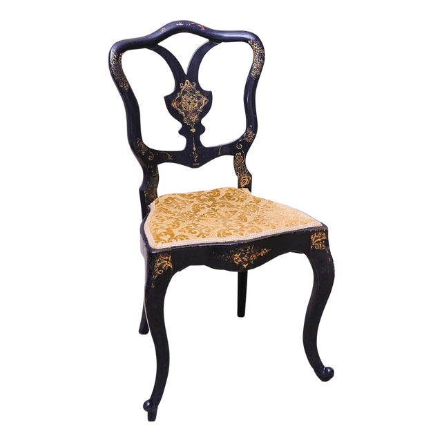 Victorian Black Lacquered & Gilt Decorative Hallway Chair from Jennens & Bettridge For Sale