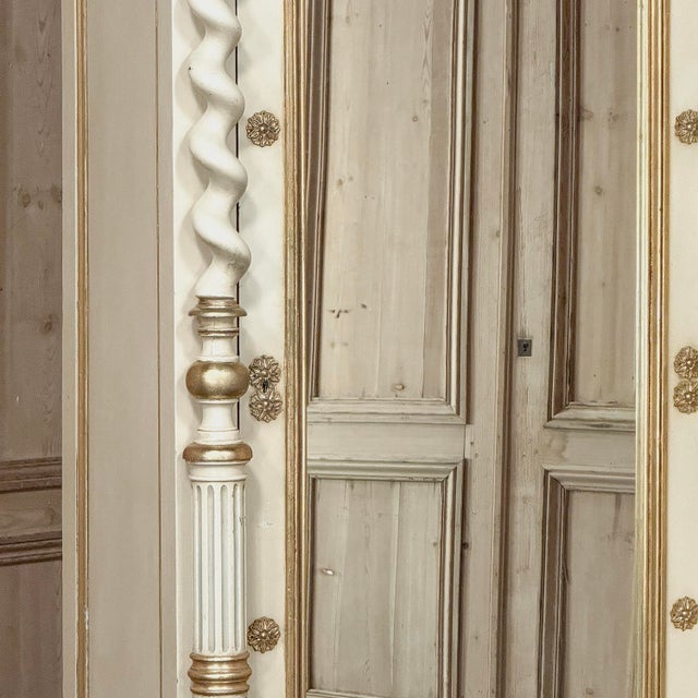 19th Century French Renaissance Revival Painted Mirrored Armoire With Barley Twist Columns For Sale In Dallas - Image 6 of 18