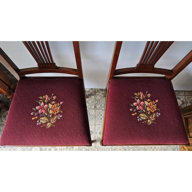 Mid 20th Century Pair American Mahogany and Needlepoint Upholstered Chairs For Sale In Washington DC - Image 6 of 11