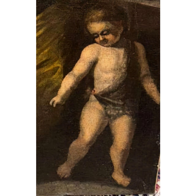 17th Century Spanish Baroque Oil on Canvas – The Holy Family With the Lamb, Circle/Folower of Bartolomé Esteban Murillo, 17th Century. For Sale - Image 5 of 8