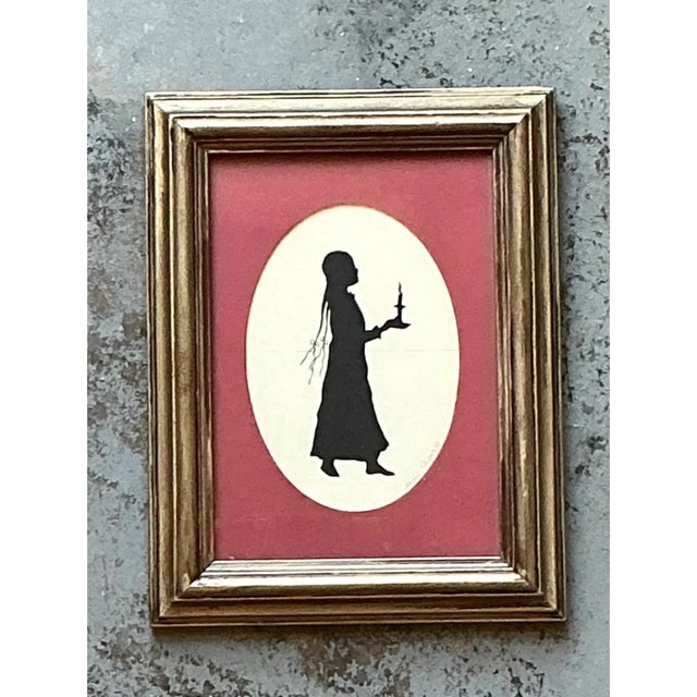 Vintage Silhouette Portrait of Woman in Gold Frame For Sale In West Palm - Image 6 of 12