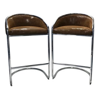 Circa 1960 Vintage Chrome Bar Stools - A Pair For Sale