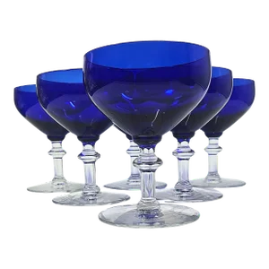 Sapphire Blue Champagne Coupes- Set of Six