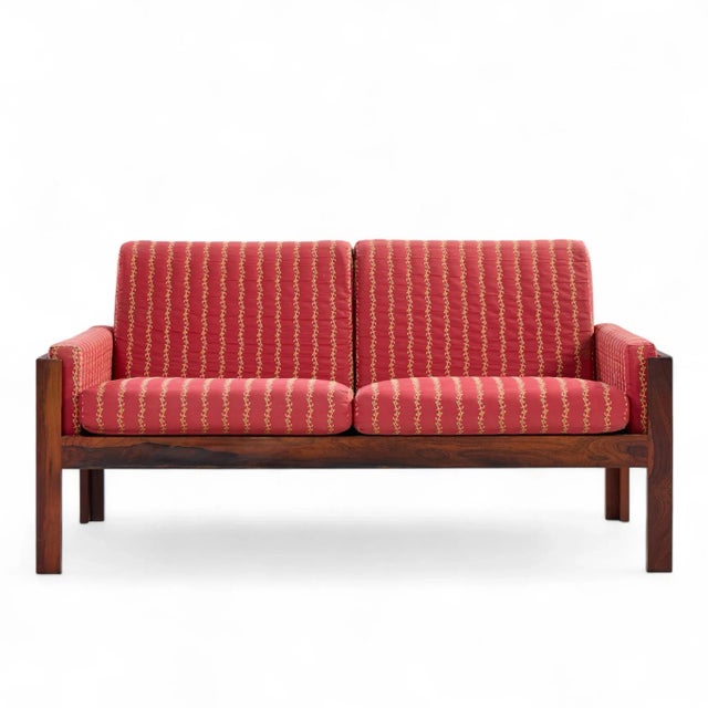 Arne Norell Style Mid Century Danish Rosewood Settee Loveseat Sofa This settee measures: 51.25 wide x 27 deep x 26.25...