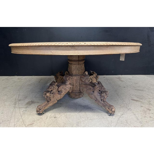 French Carved Oak Hunting Table, 1860 For Sale - Image 9 of 14